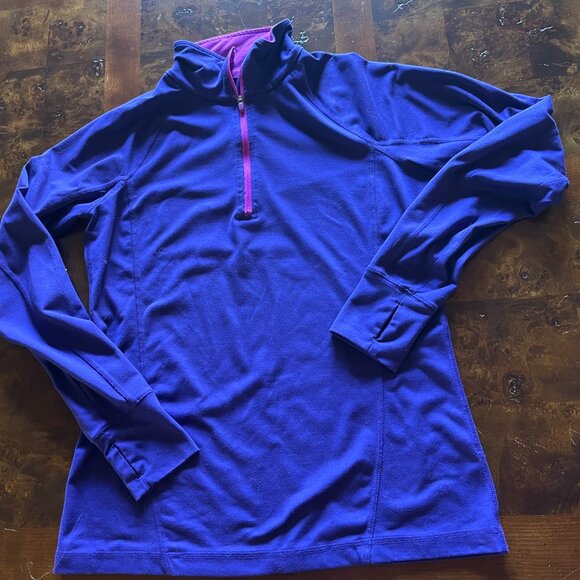 Tekgear DryTek Long Sleeve Purple Quarter Zip Top Size Medium - Picture 3 of 9